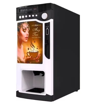 Máquina dispensadora de café de sobremesa, negra con frente blanco